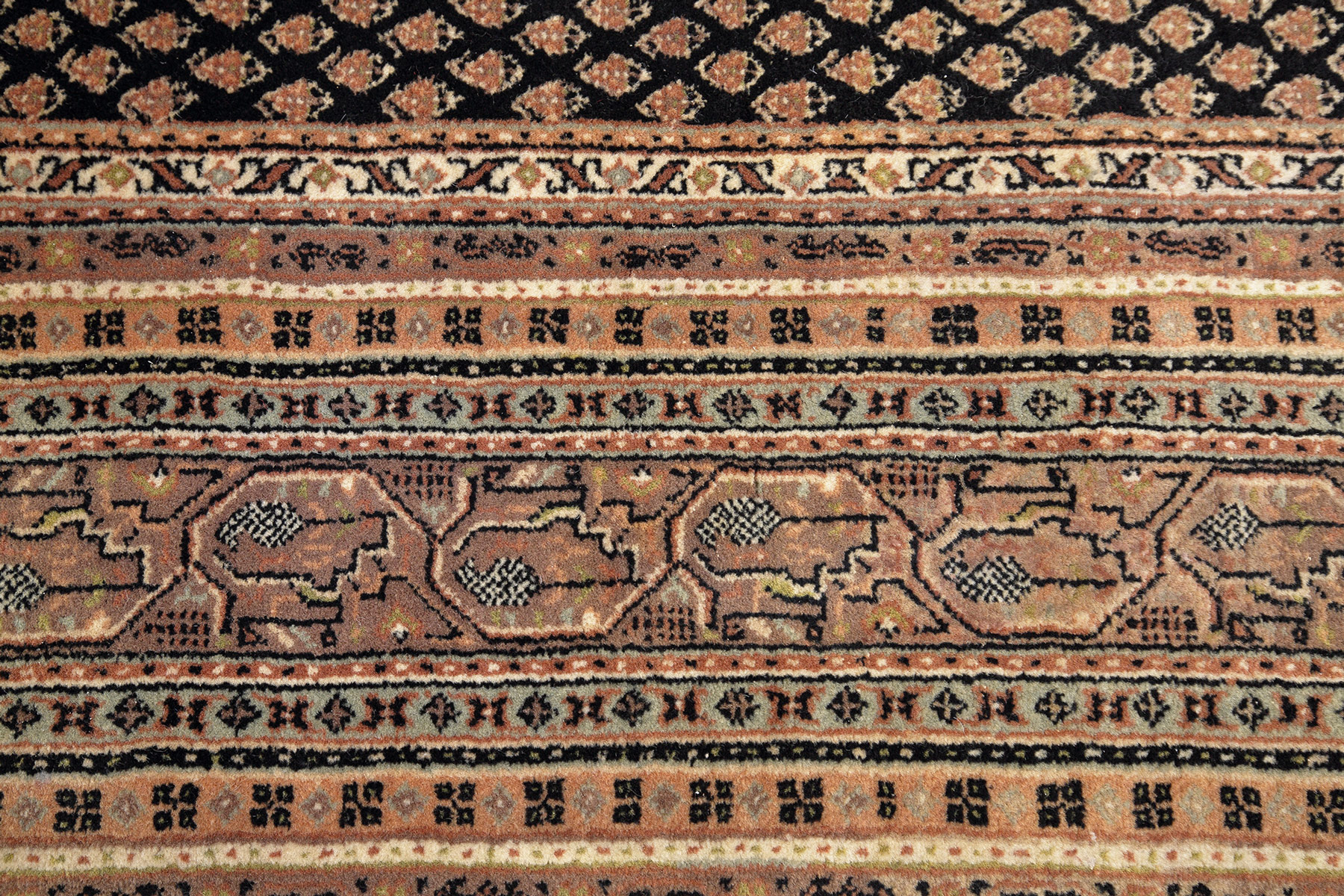 Mir Royal Orientteppich neu schwarz Indien | Neuseelandwolle