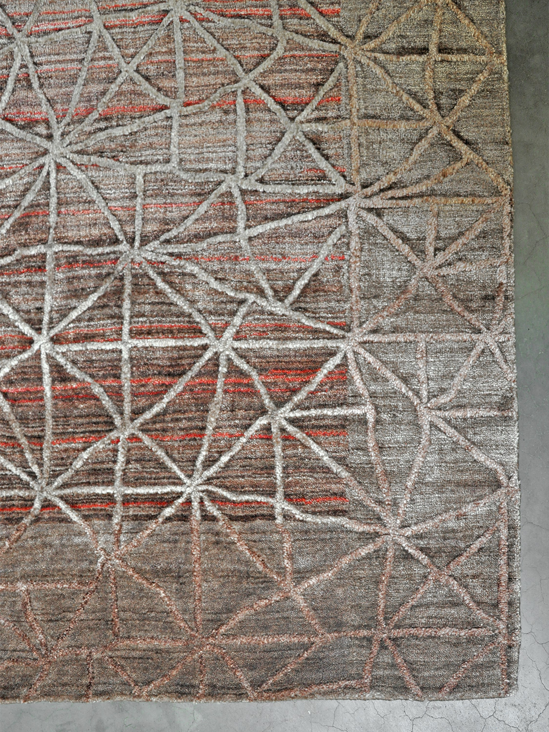 Thomas Handloomteppich Spider Web |  braun-rot