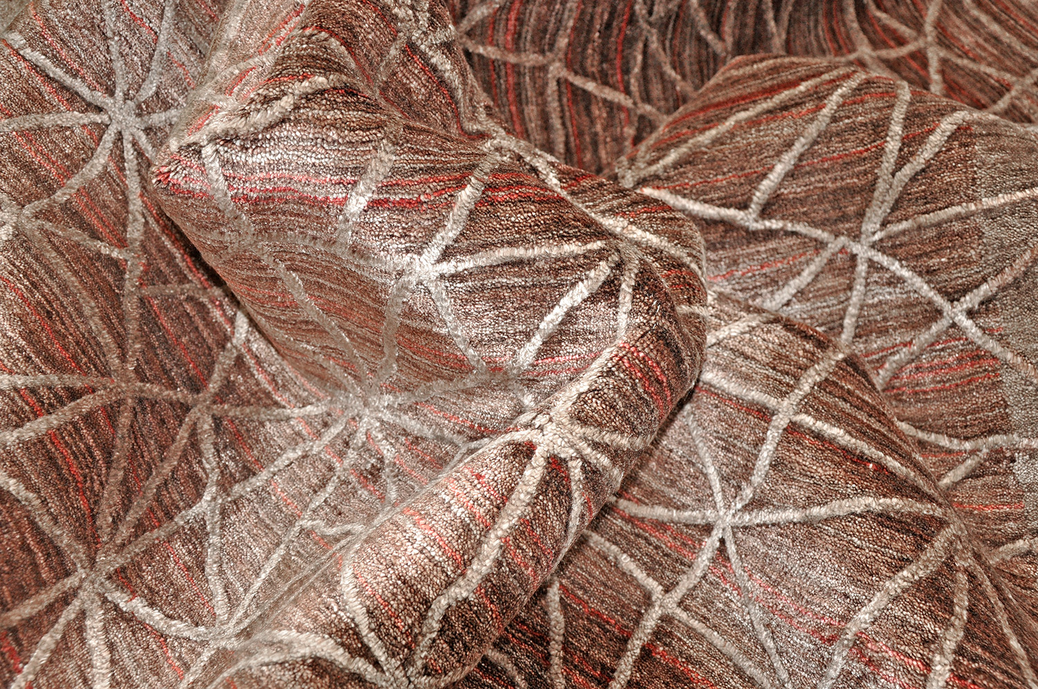 Thomas Handloomteppich Spider Web |  braun-rot