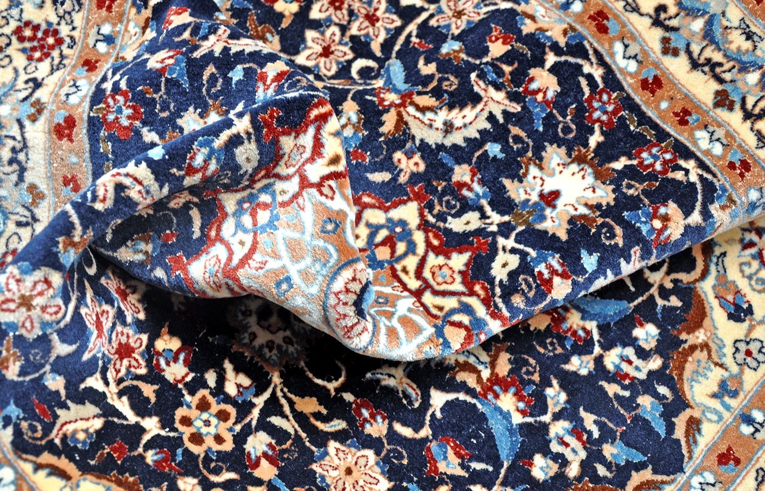 Nain Perserteppich 6 La neu blau | Medaillon