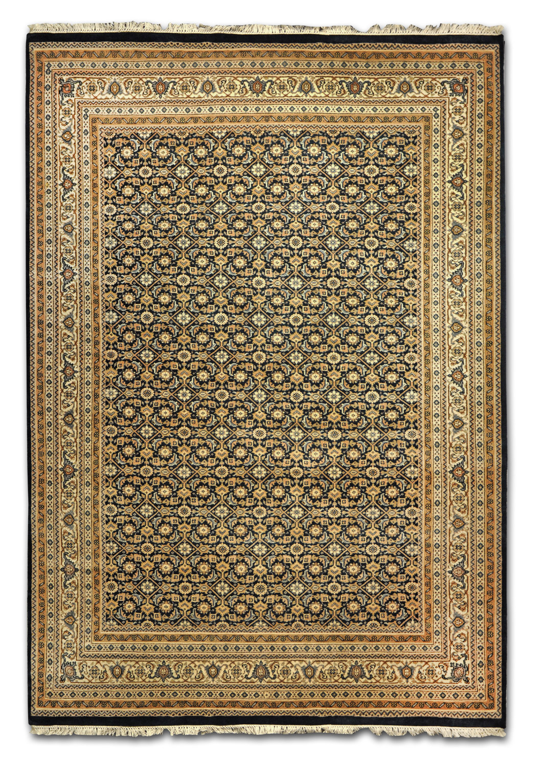 Jaipur Herati Orientteppich Indien | dunkelblau
