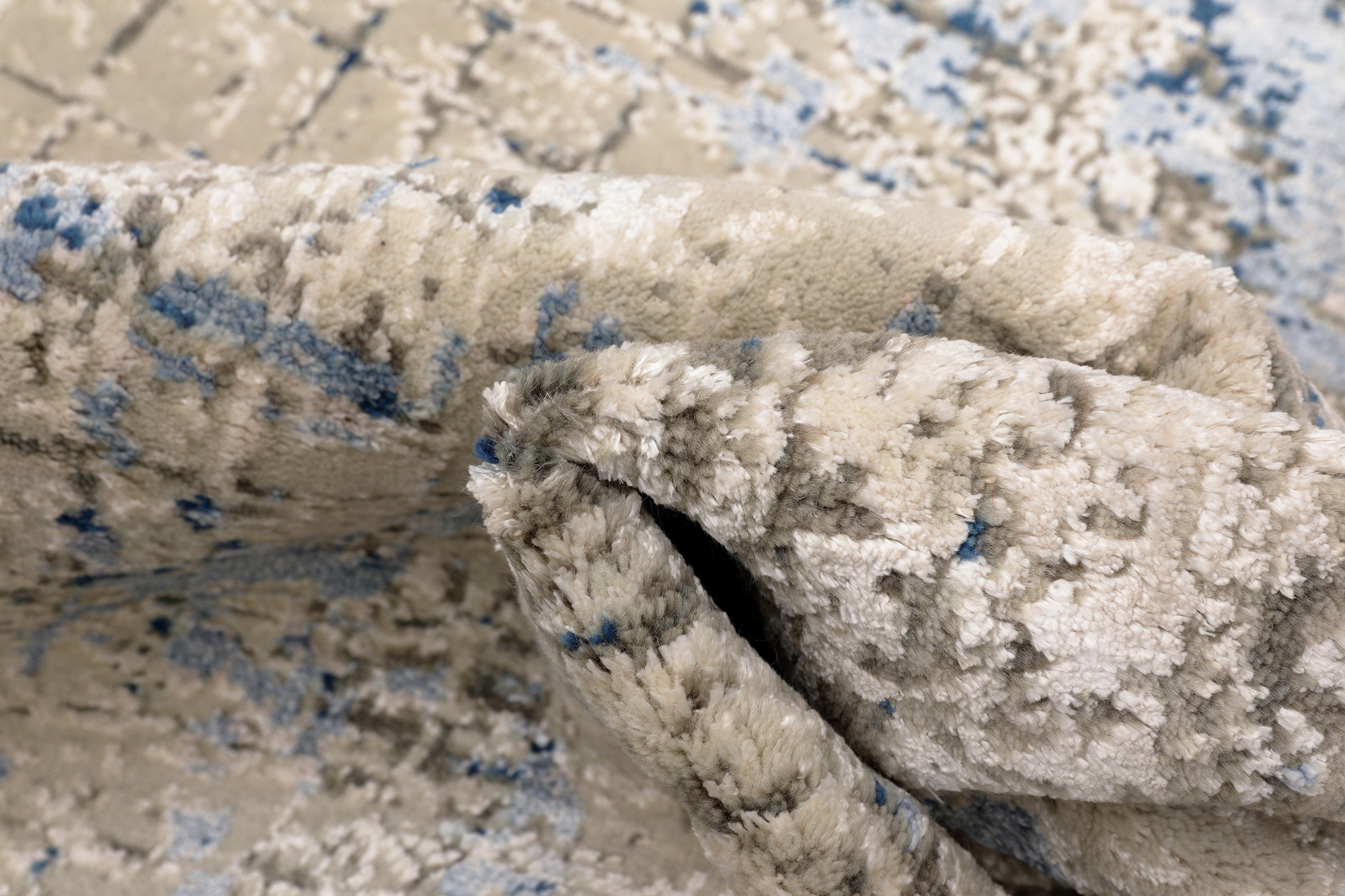 Thomas Designteppich Indien beige blau | Schurwolle