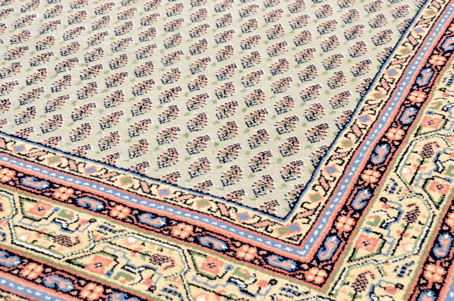 Mir Teppich Indien grün | Neuseelandwolle