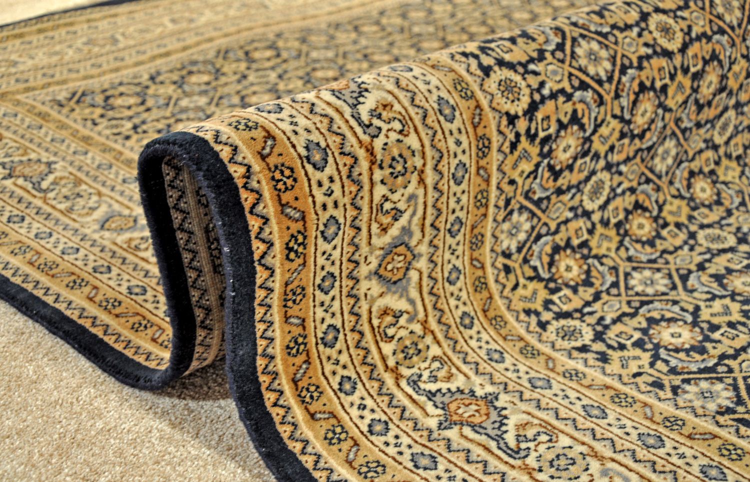 Jaipur Herati Orientteppich Indien | dunkelblau