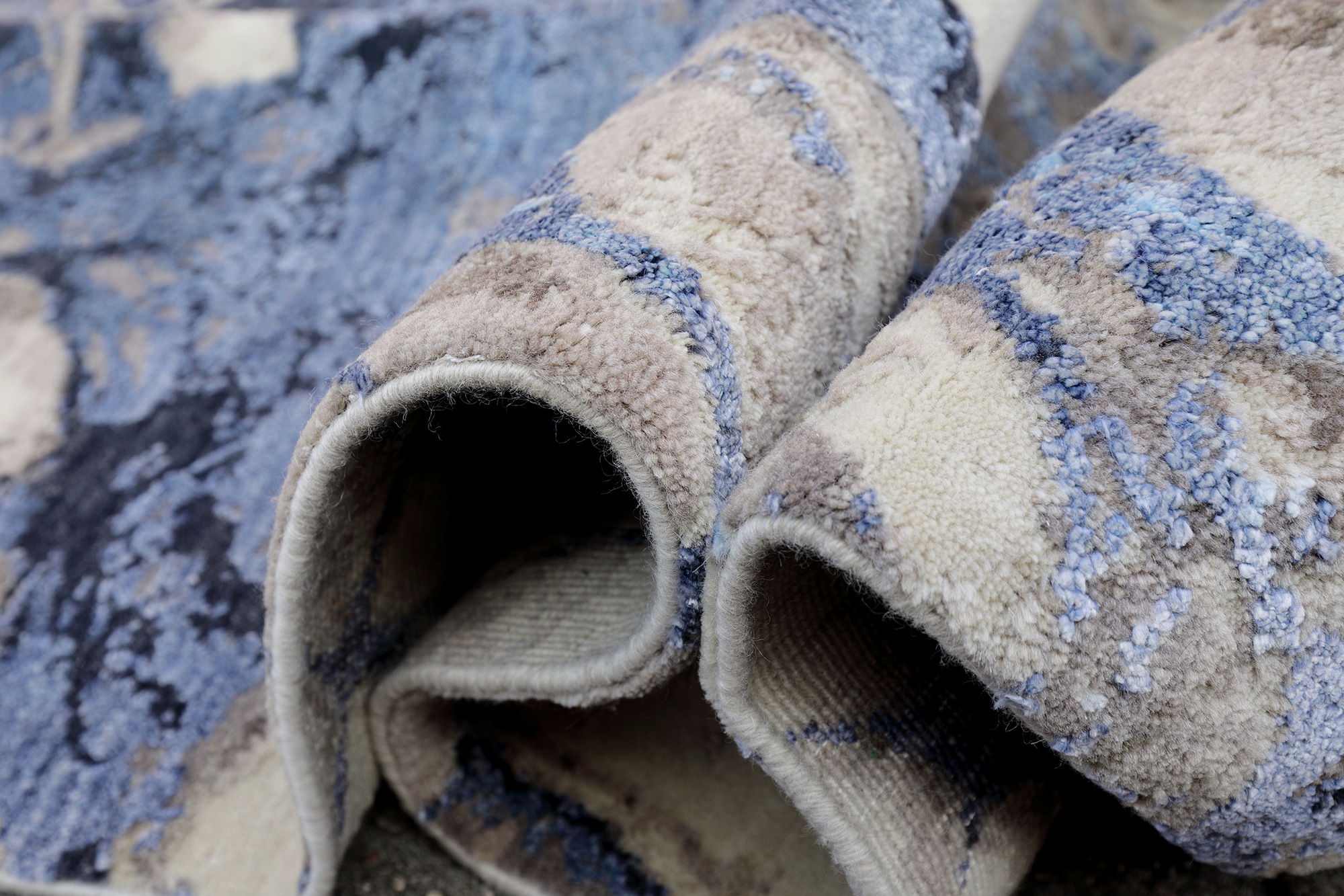 Thomas Designteppich Indien beige blau | Schurwolle