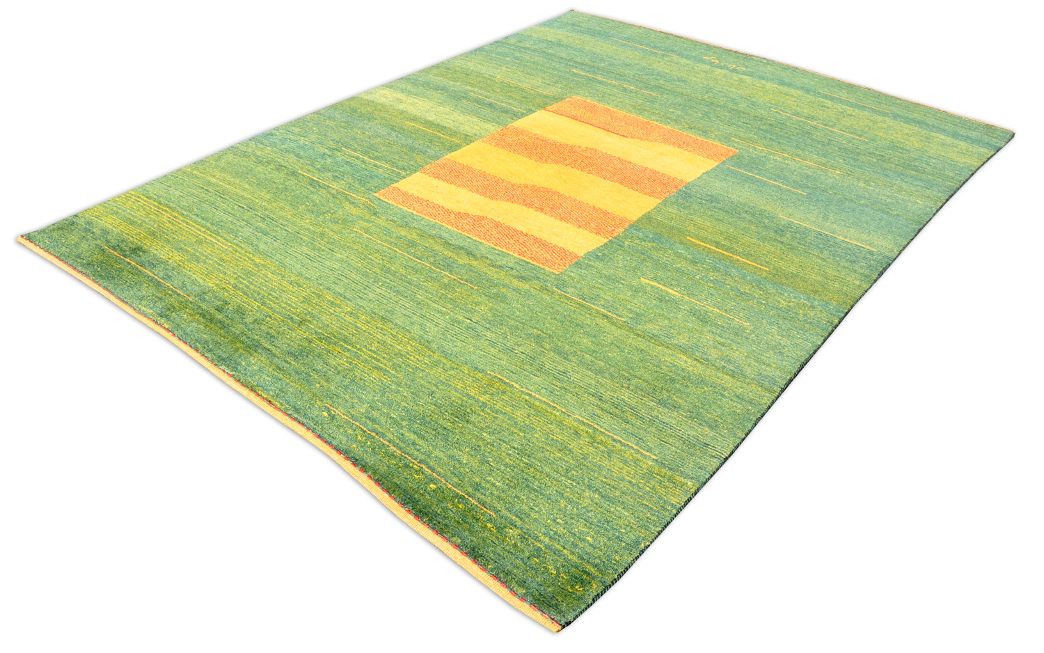 Gabbeh Perserteppich neu grün| Hochlandwolle