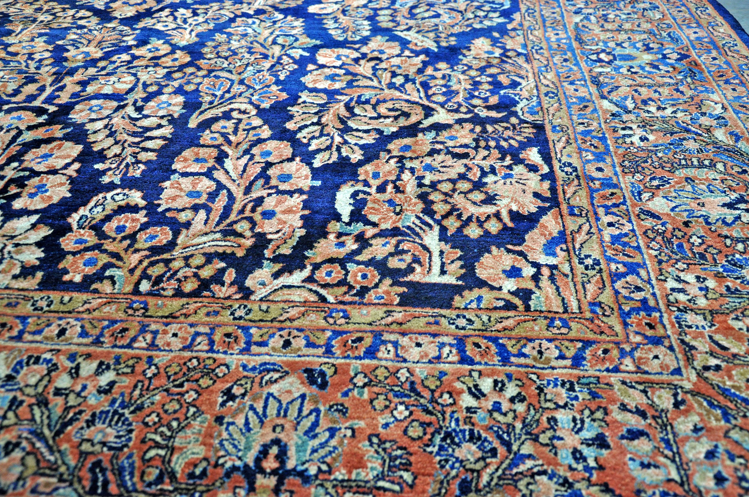 Sarough Mohadjaran Perserteppich antik blau | Schurwolle