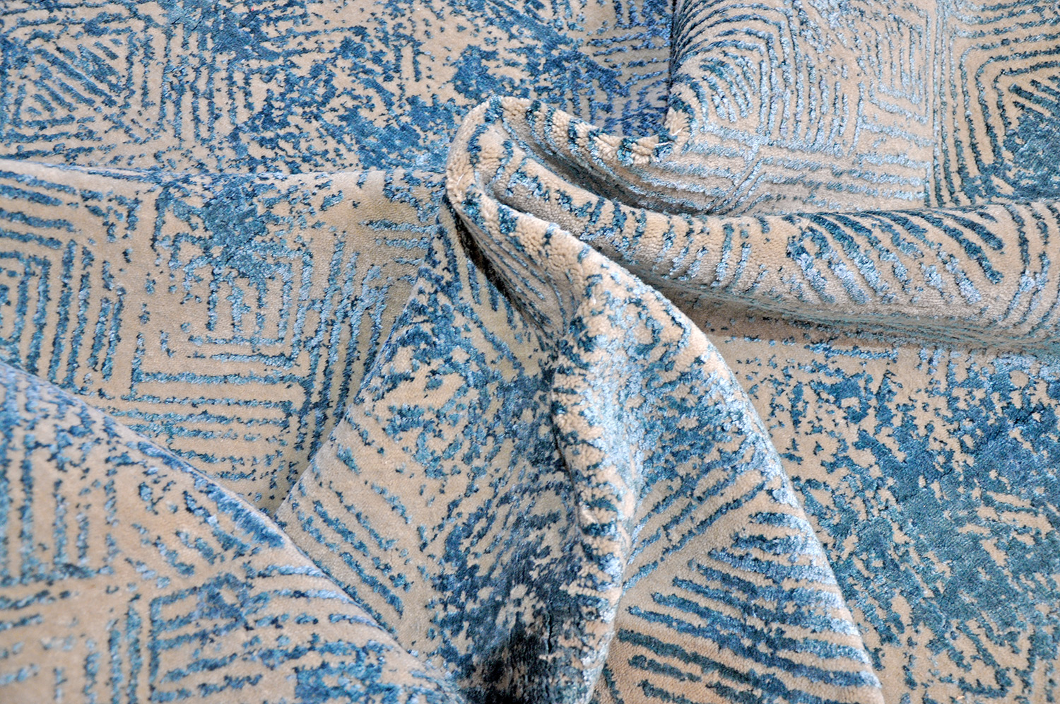 Thomas Handloomteppich Fine | Silver/Teal