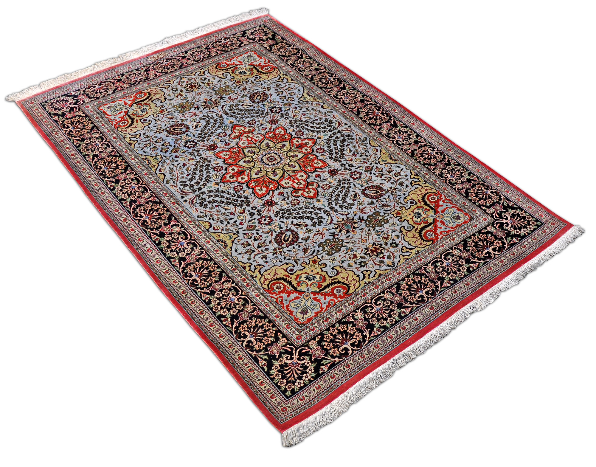 Seiden Ghom Perserteppich neu | Floral