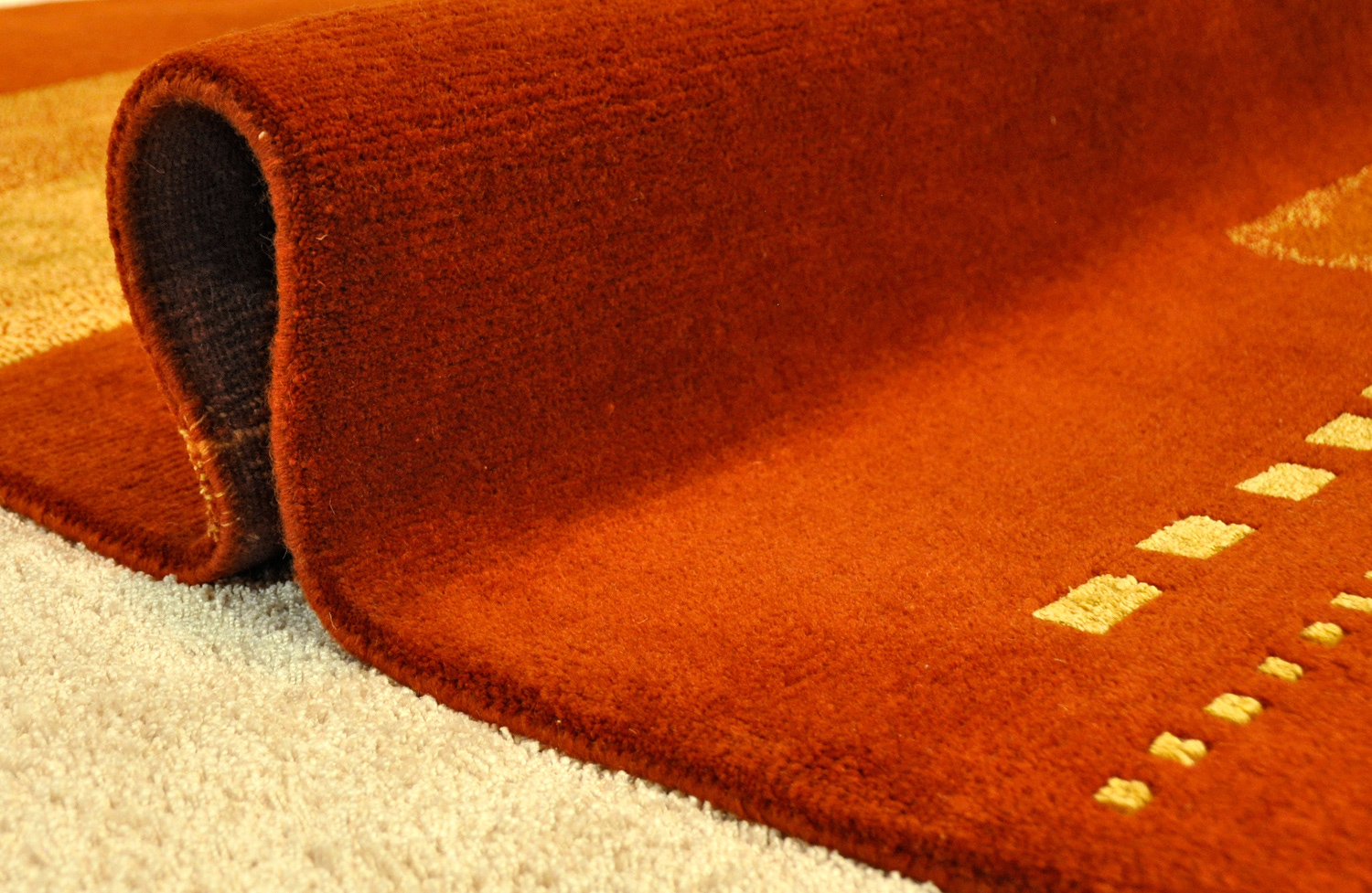 Nepalteppich Orginal rost | Neuseelandwolle mit Seide