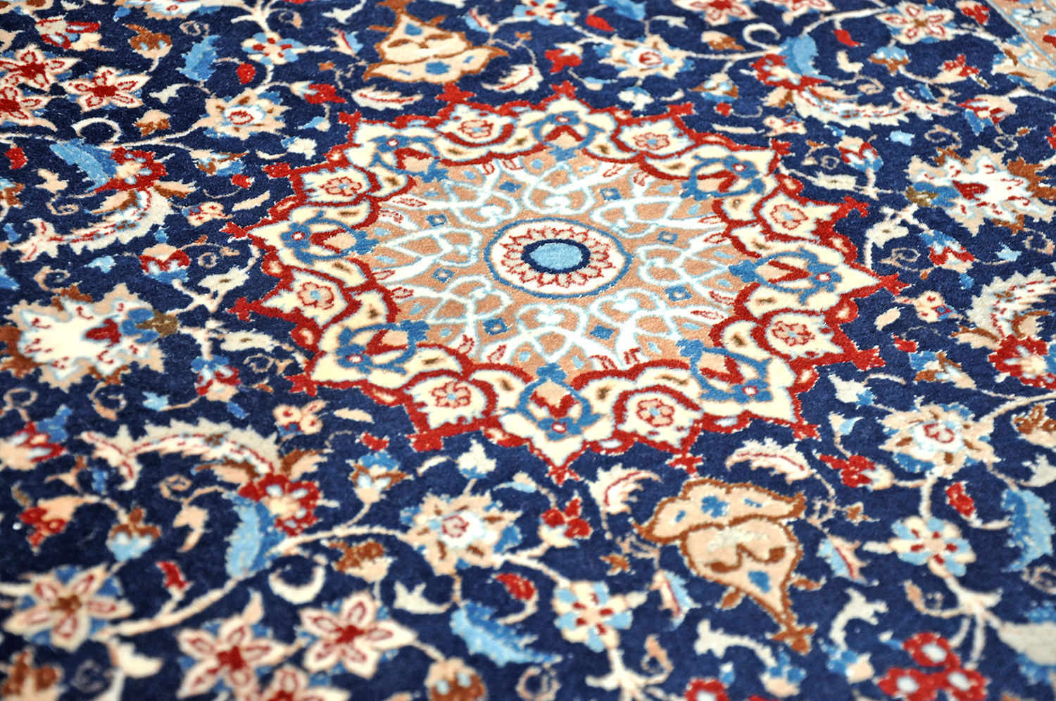 Nain Perserteppich 6 La neu blau | Medaillon