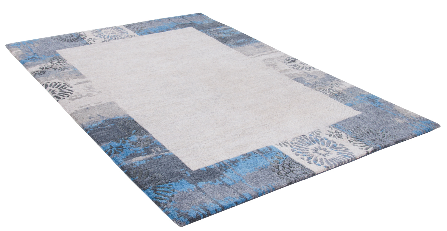 Theko Talonga Silk  Nepalteppich grau | Hochlandwolle