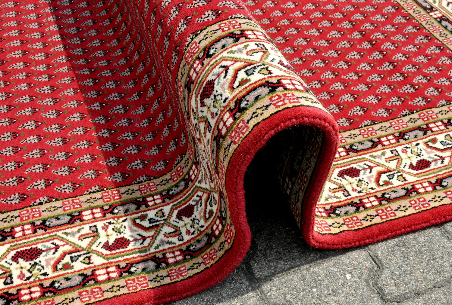 Mir Teppich Indien  rot | Schurwolle