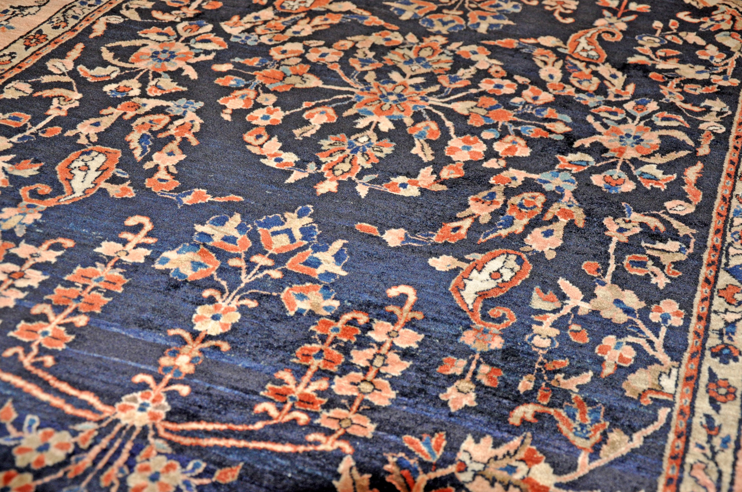 Farahan Perserteppich antik | nachtblau