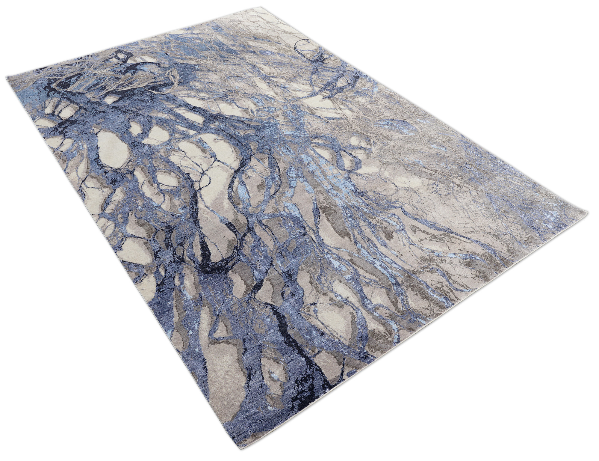 Thomas Designteppich Indien beige blau | Schurwolle