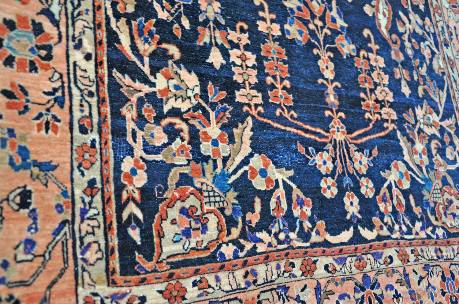 Farahan Perserteppich antik | nachtblau