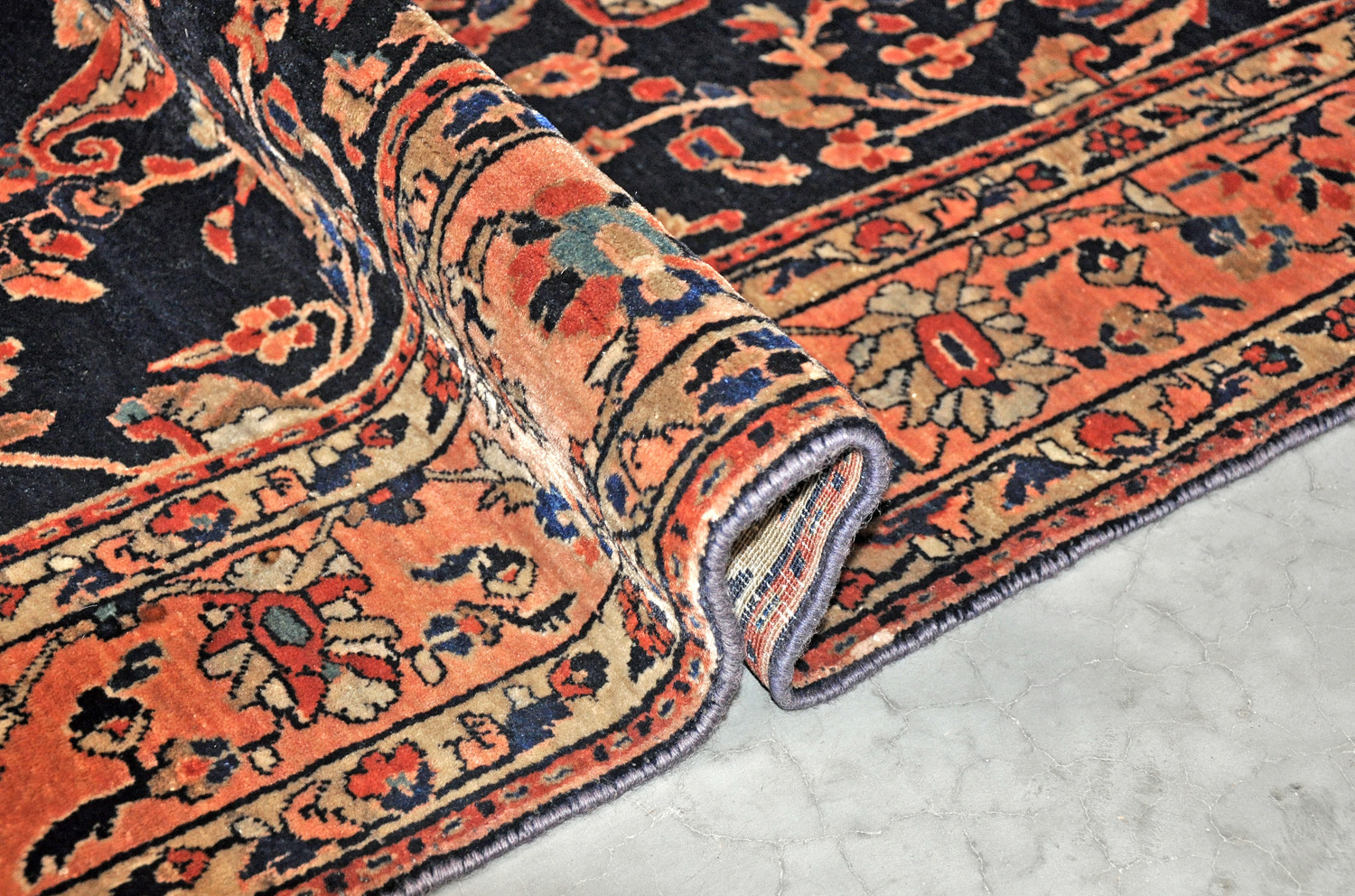 Farahan Perserteppich antik | nachtblau