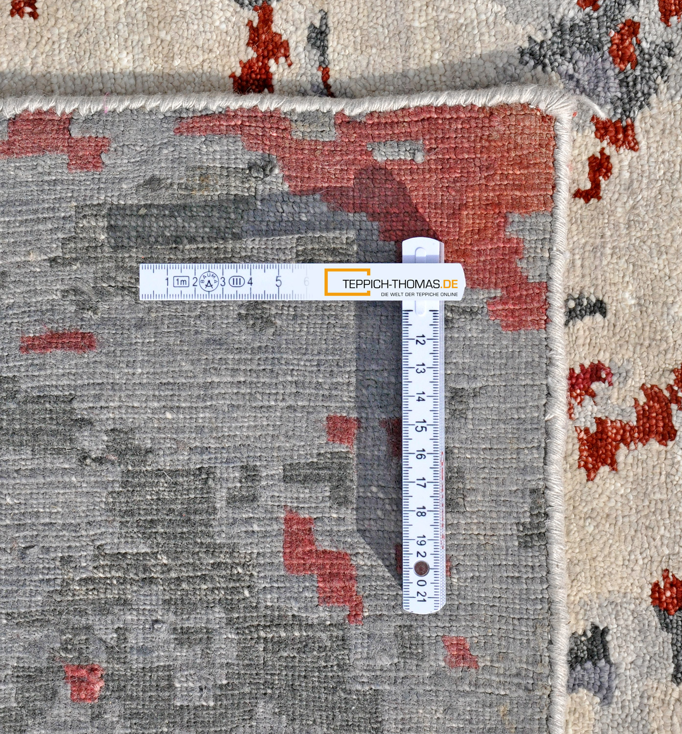 Interliving Knüpfteppich T-8320 rot/grau | Viskose