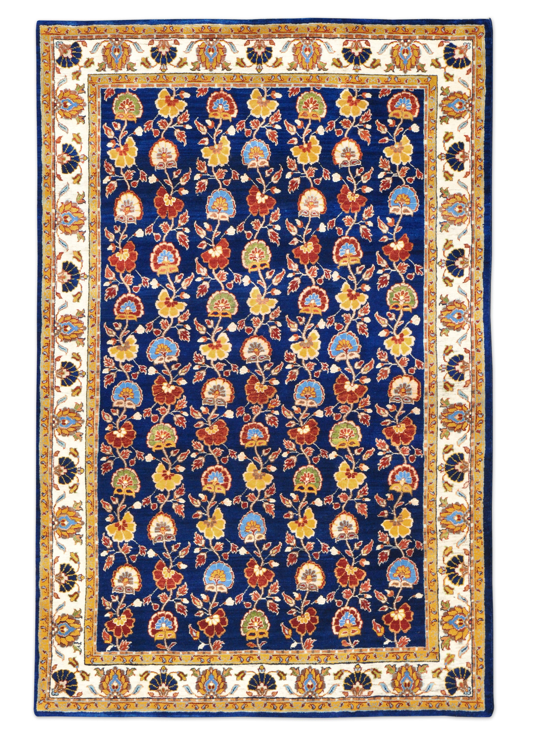 ASA KHAN Orientteppich Indien blau | Neuseelandwolle