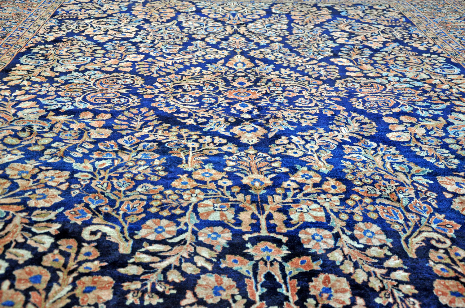 Sarough Mohadjaran Perserteppich antik blau | Schurwolle