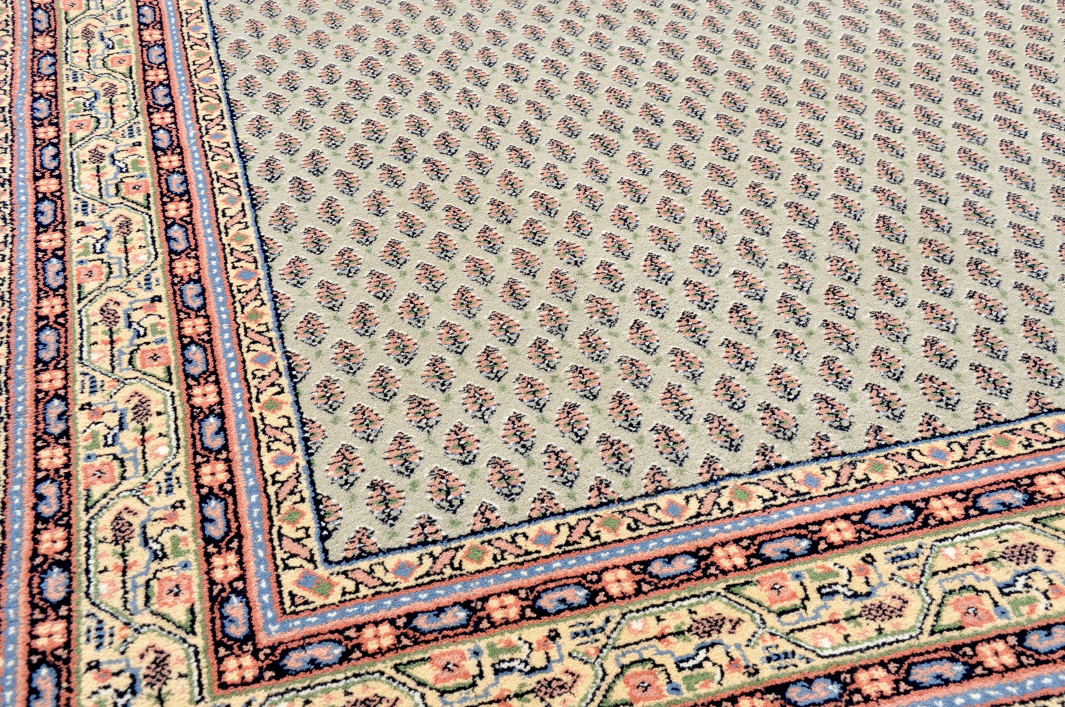 Mir Teppich Indien grün | Neuseelandwolle