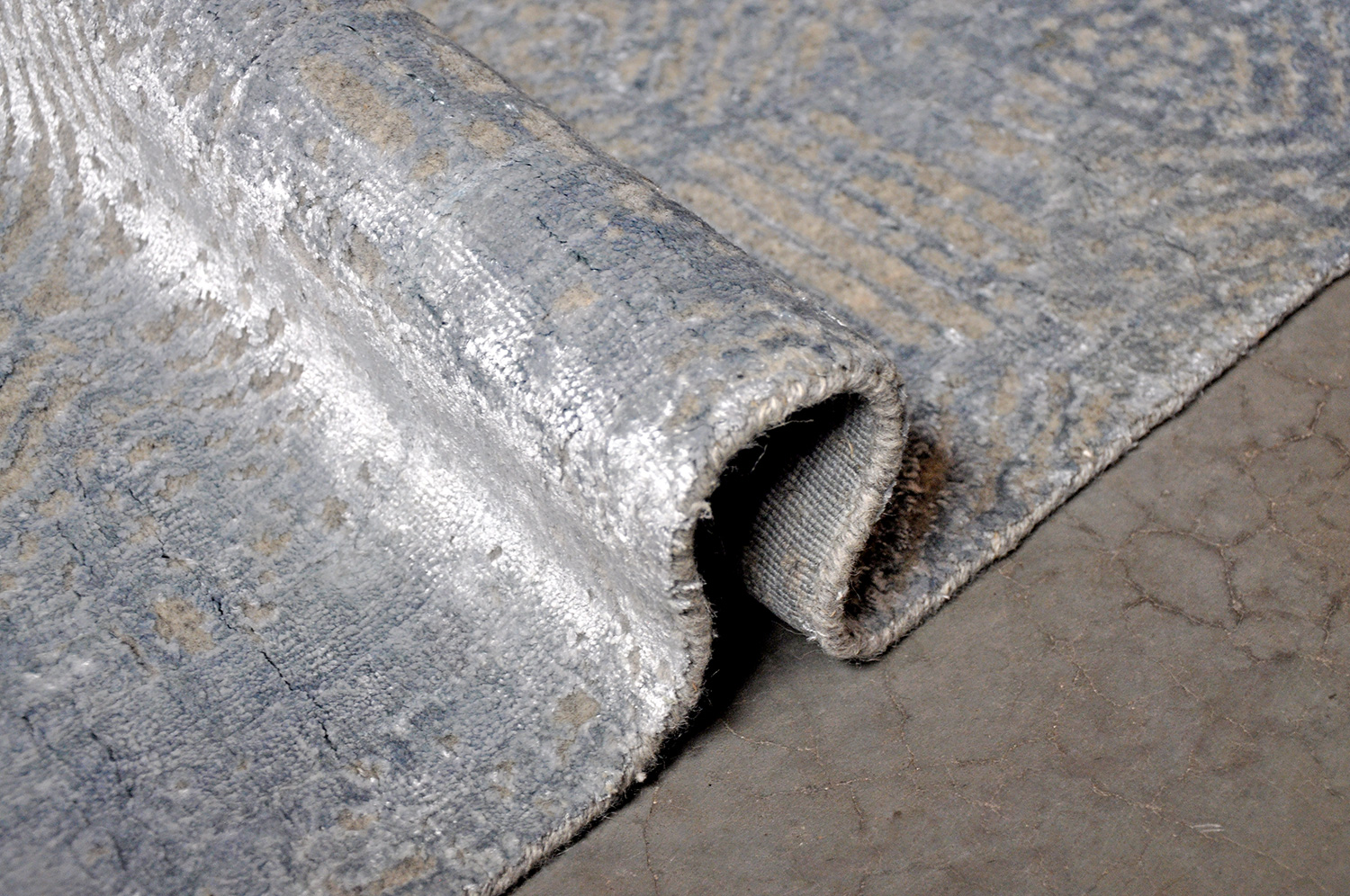 Thomas Handloomteppich Fine | Silver/Lt Blue