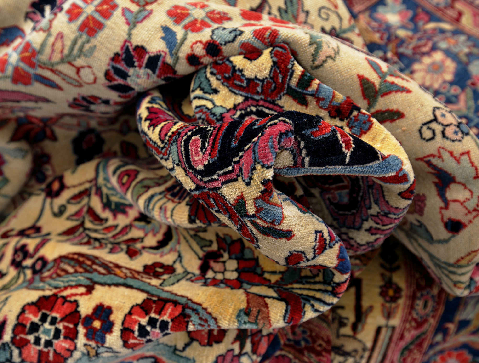 Kork-Keshan Perserteppich alt | Gartenteppich