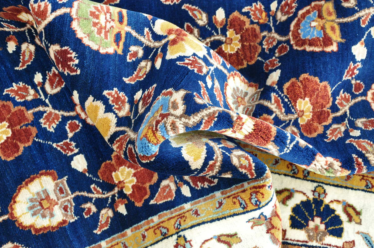 ASA KHAN Orientteppich Indien blau | Neuseelandwolle