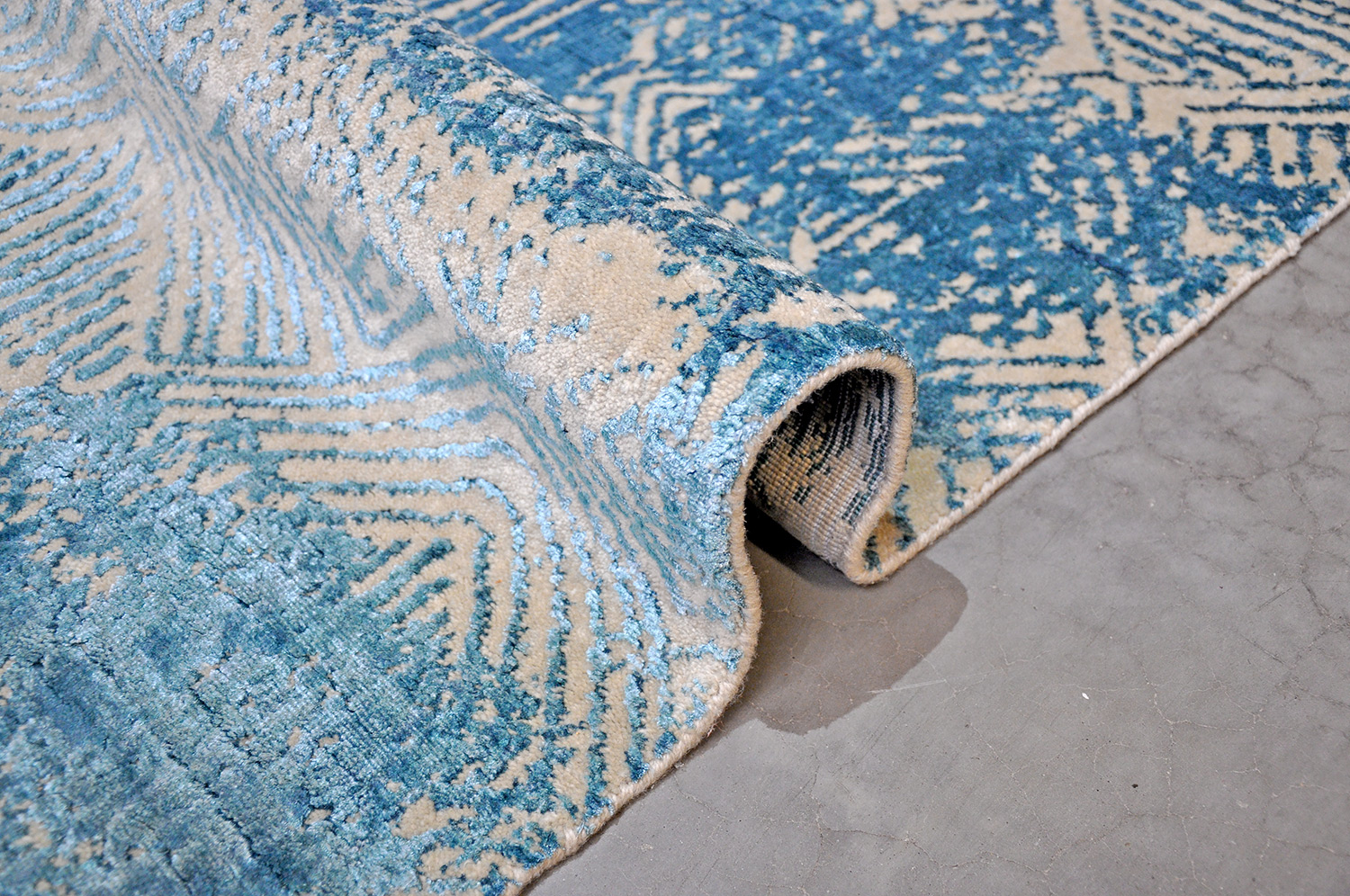 Thomas Handloomteppich Fine | Silver/Teal