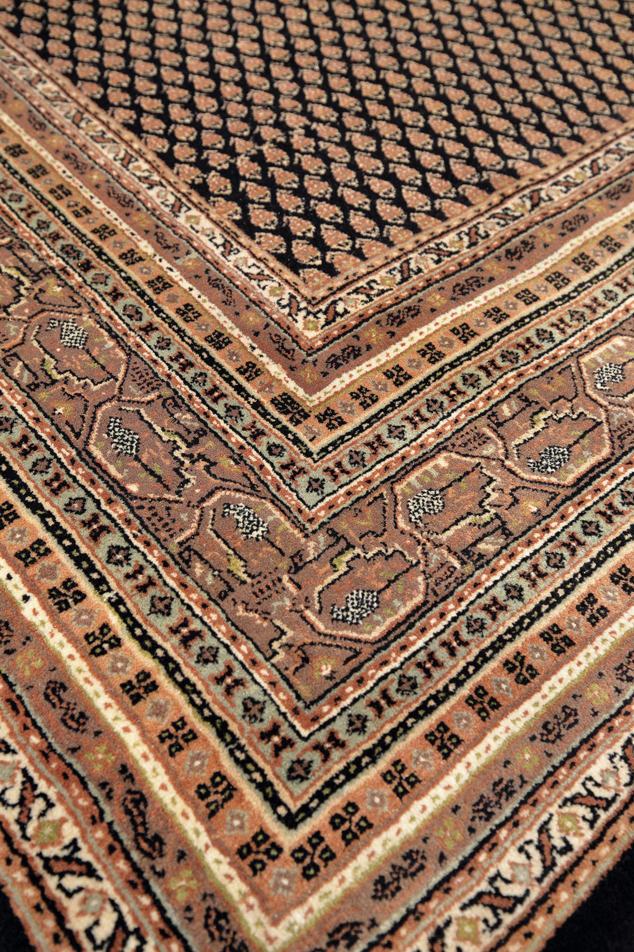 Mir Royal Orientteppich neu schwarz Indien | Neuseelandwolle