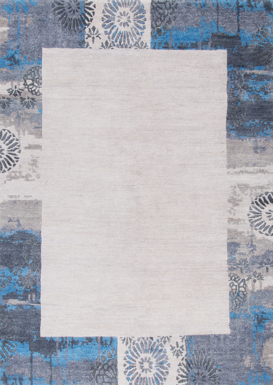 Theko Talonga Silk  Nepalteppich grau | Hochlandwolle