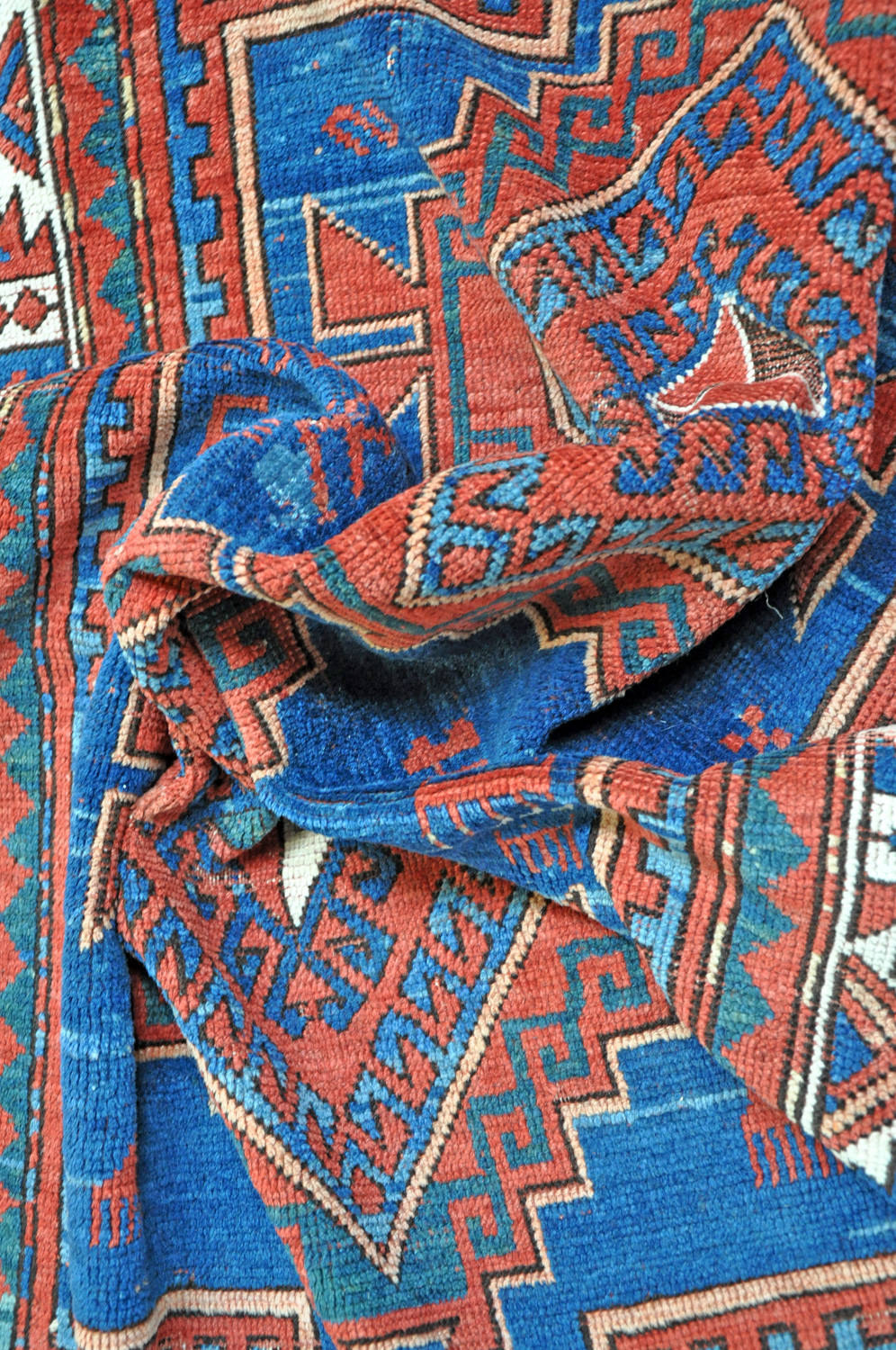 Schild Kazak Knüpfteppich antik | blaugrundig