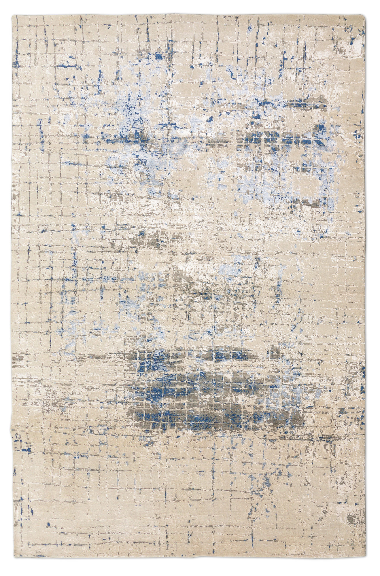 Thomas Designteppich Indien beige blau | Schurwolle